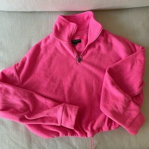 Cropped Hot Pink Fleece Hoodie